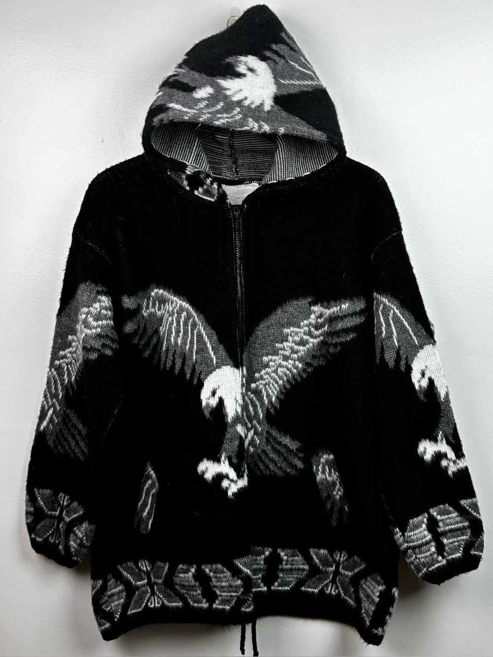 Native People Arts of Native Jaime Chavez Heavy Wool Zip Hooded Eagle Sweater